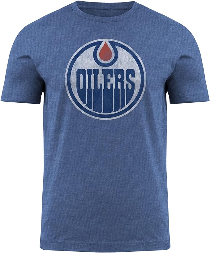 Officially Licensed NHL Edmonton Oilers Distressed Logo T-shirt