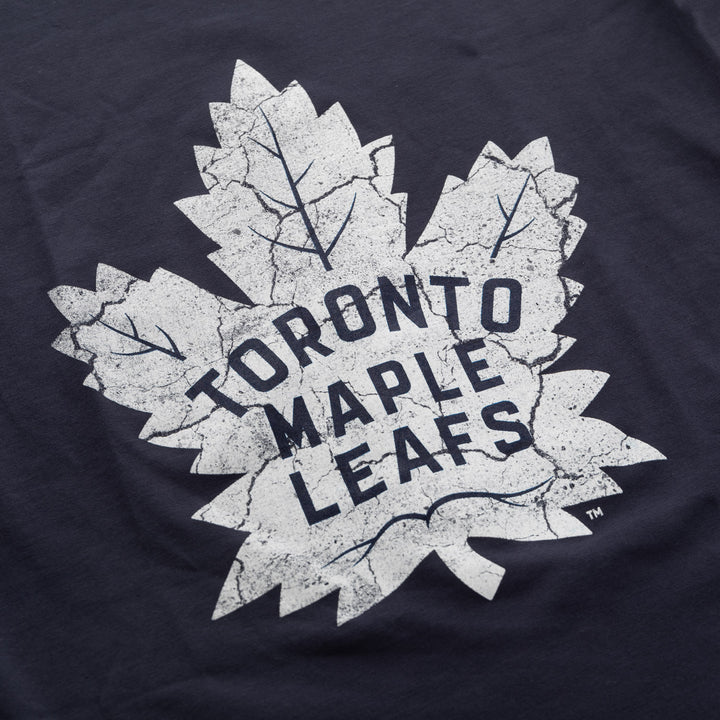 Toronto Maple Leafs Women's Distressed Print Fitted Crew Neck Premium T-Shirt - Navy
