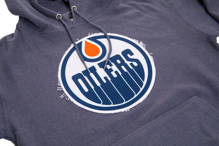 NHL Edmonton Oilers Unisex Waffle  Hoodie with frayed Logo Crest
