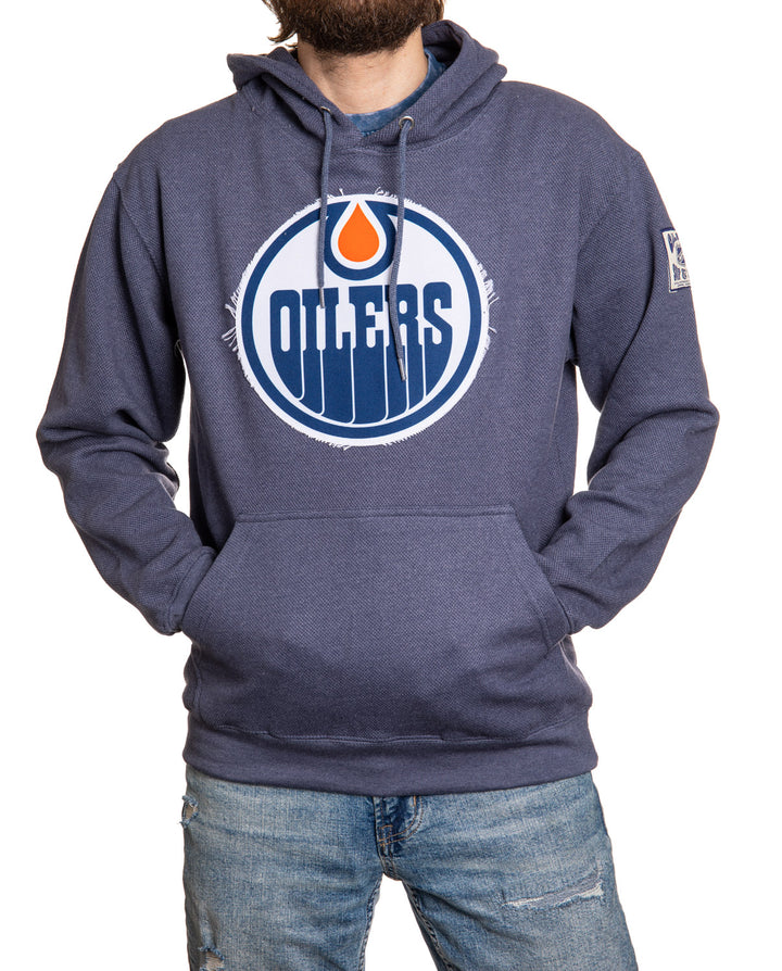 NHL Edmonton Oilers Unisex Waffle  Hoodie with frayed Logo Crest