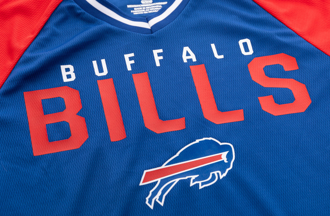 Men's Buffalo Bills Fanatics Branded Raglan V-Neck T-Shirt - Royal/Red
