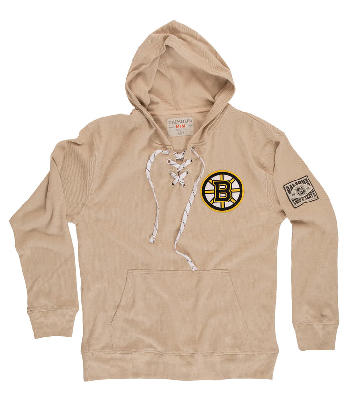 NHL licensed Boston Bruins Waffle Texture Hockey Lace Hoodie