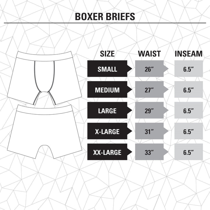 Happy Little Trees Boxer Briefs Size Guide.