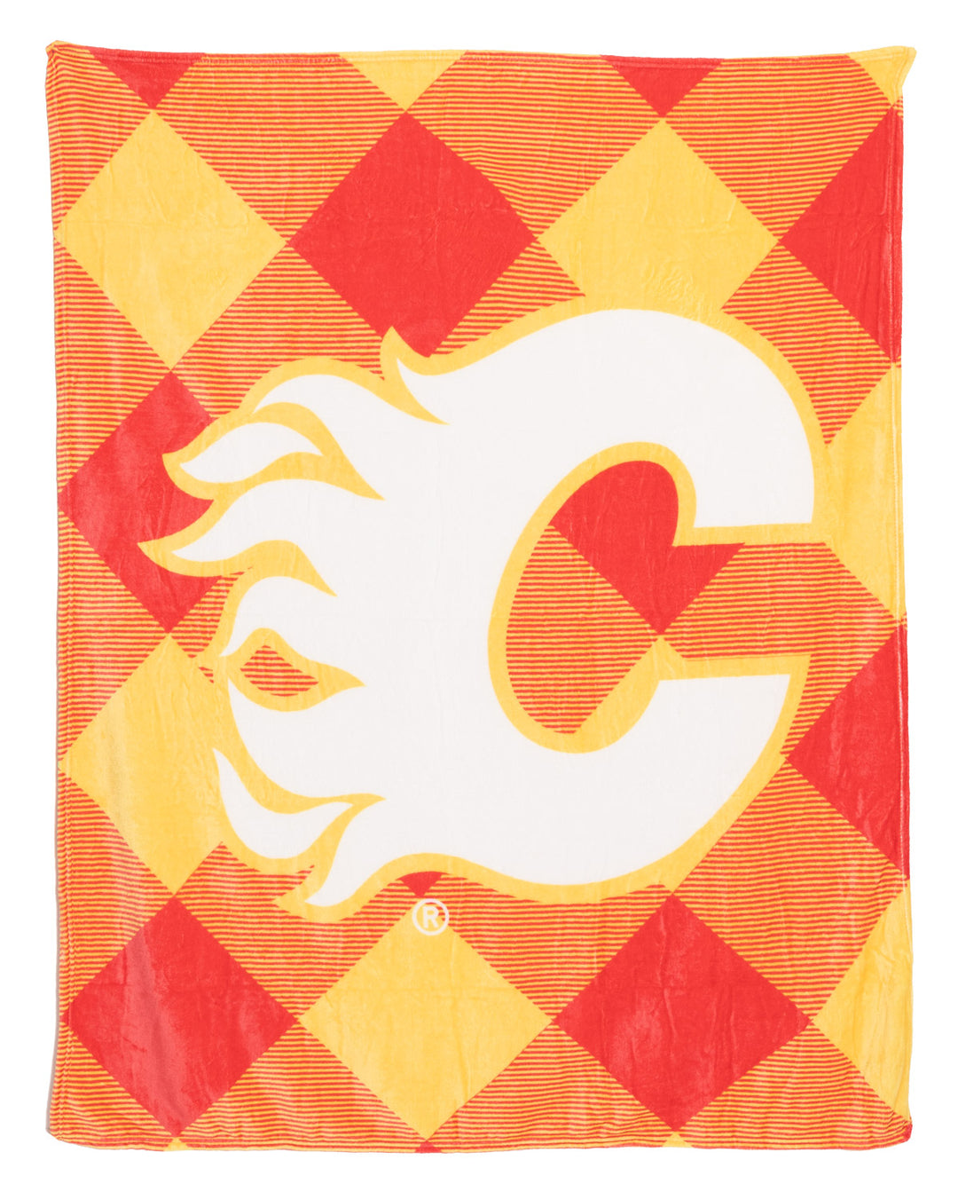 Calgary Flames NHL Ultra-Plush Flannel Plaid Throw Blanket (50" by 60")