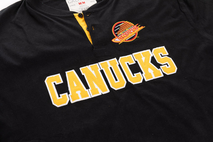 Official Licensed NHL Retro Vancouver Canucks Long Sleeve Henley