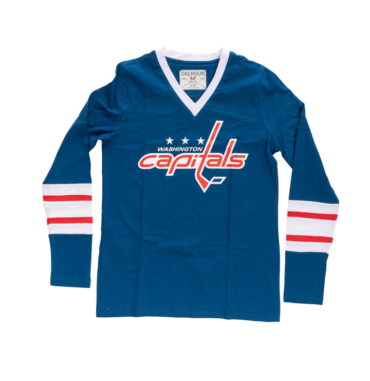 Washington Capitals Women's V-Neck Varsity Long Sleeve Shirt