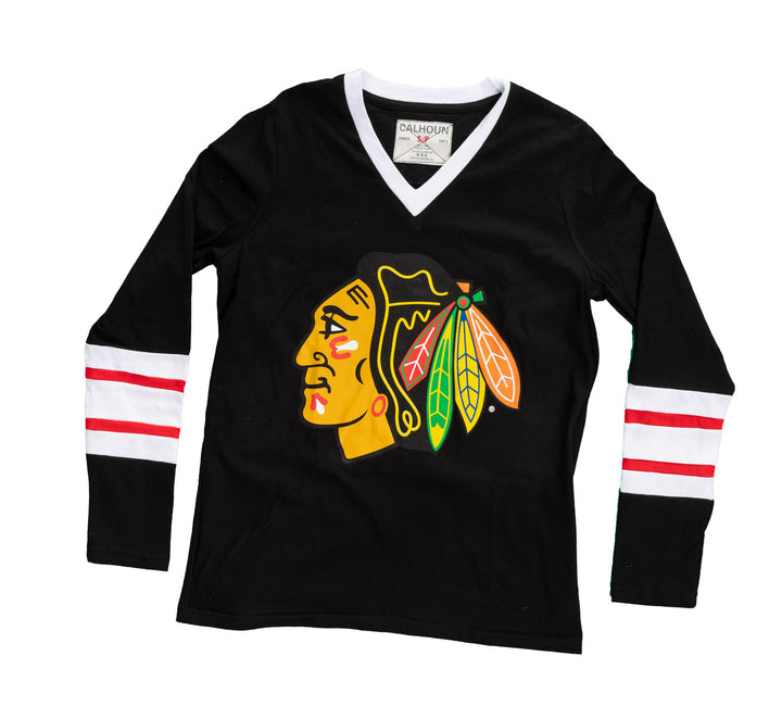 Chicago Blackhawks Women's V-Neck Varsity Long Sleeve Shirt