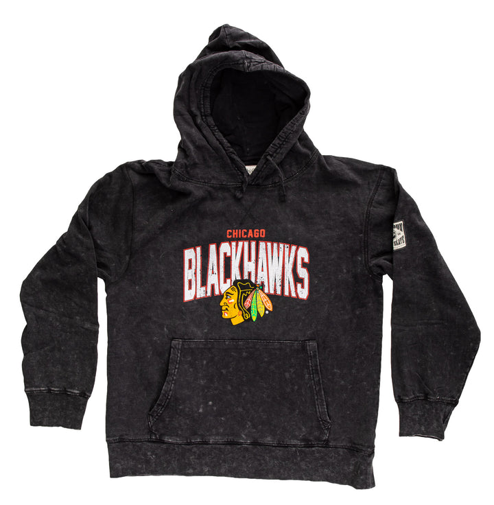 Official NHL licensed Chicago Blackhawks Unisex Acid Wash Hoodie