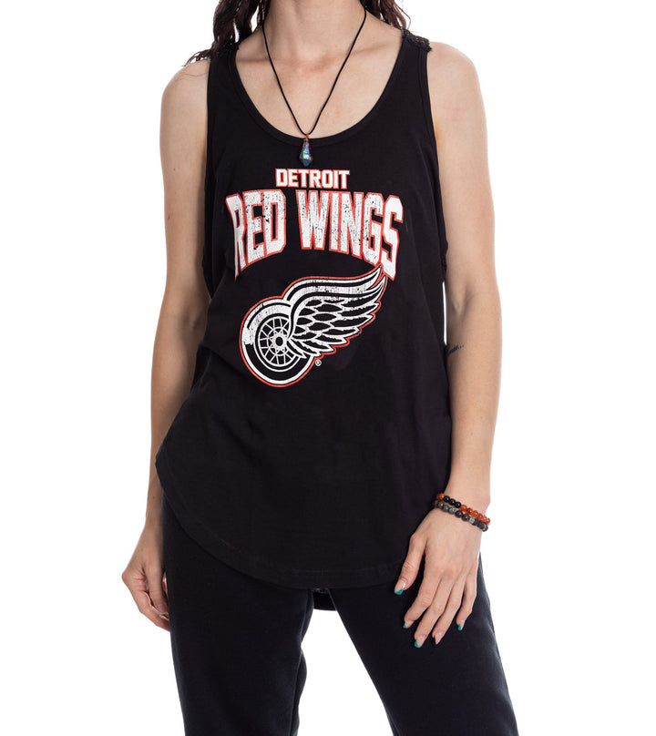 Detroit Red Wings Ladies "Distressed" Lace Flowy Tank Top