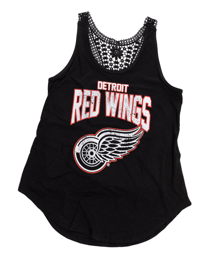 Detroit Red Wings Ladies "Distressed" Lace Flowy Tank Top