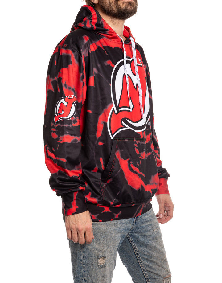 Official NHL licensed New Jersey Devils Tie Dye Sublimation Hoodie