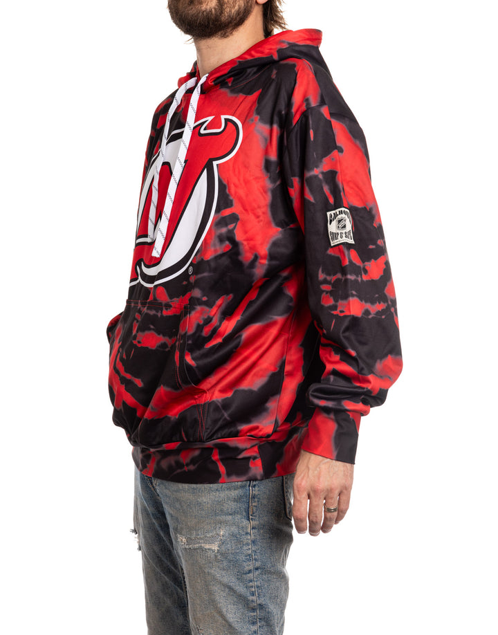 Official NHL licensed New Jersey Devils Tie Dye Sublimation Hoodie