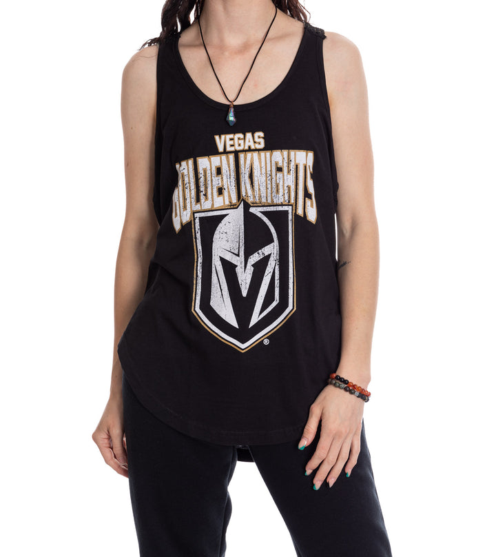 Vegas Golden Knights Ladies "Distressed" Lace Flowy Tank Top