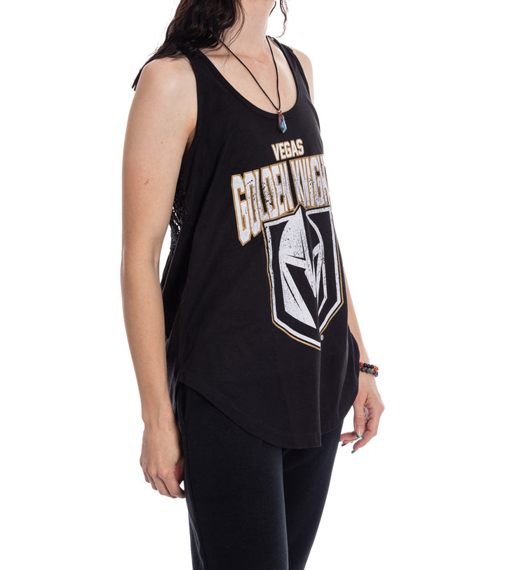 Vegas Golden Knights Ladies "Distressed" Lace Flowy Tank Top