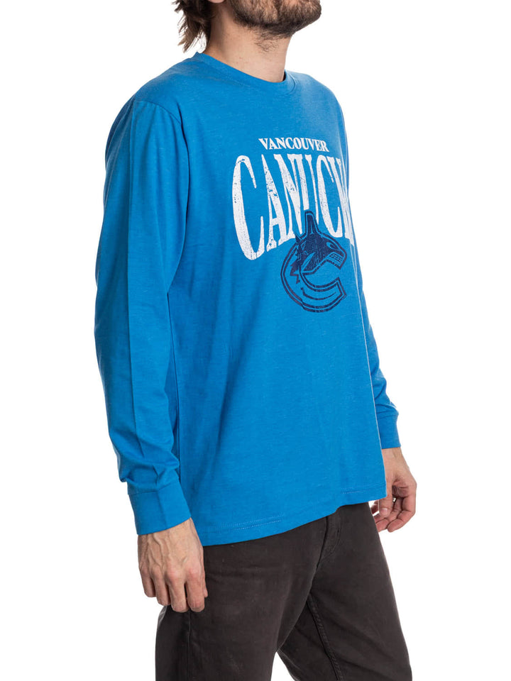 Official Licensed NHL Vancouver Canucks Vintage Wash Long Sleeve Shirt