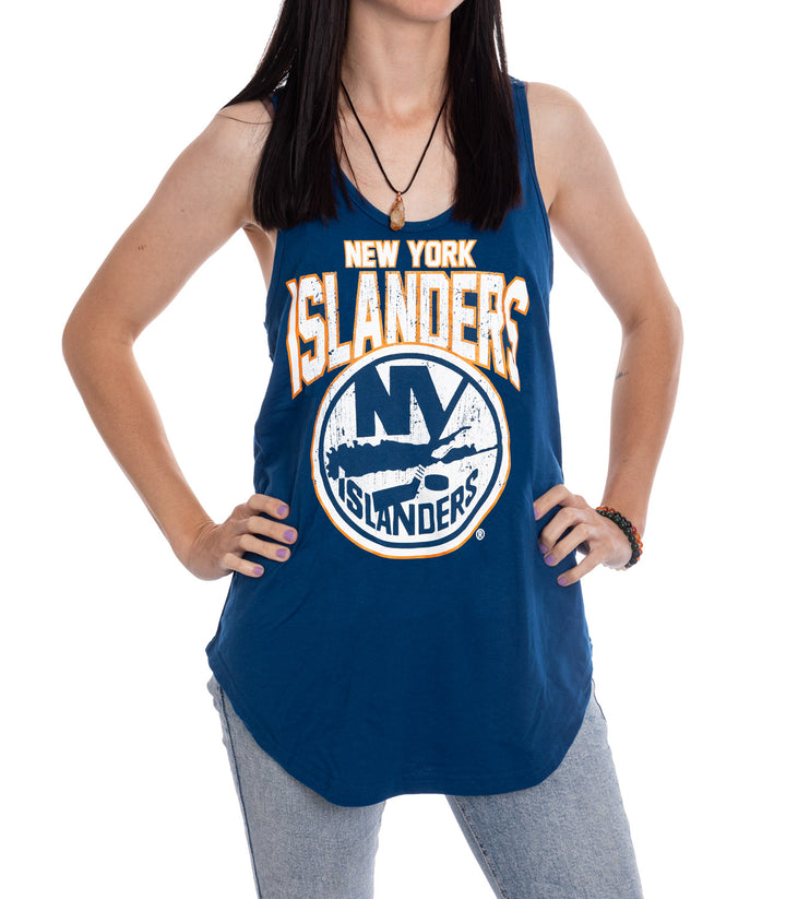 New York Islanders Ladies "Distressed" Lace Flowy Tank Top