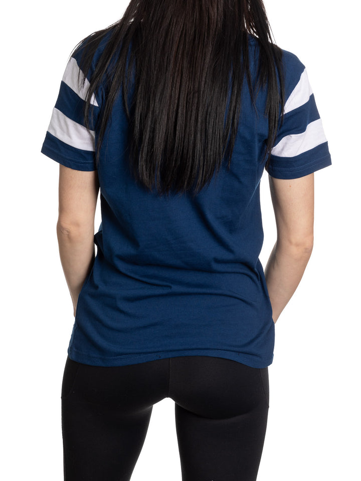 Official Licensed Toronto Maple Leafs Ladies' Retro Varsity Short Sleeve V-neck T-shirt