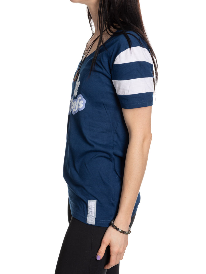Official Licensed Toronto Maple Leafs Ladies' Retro Varsity Short Sleeve V-neck T-shirt