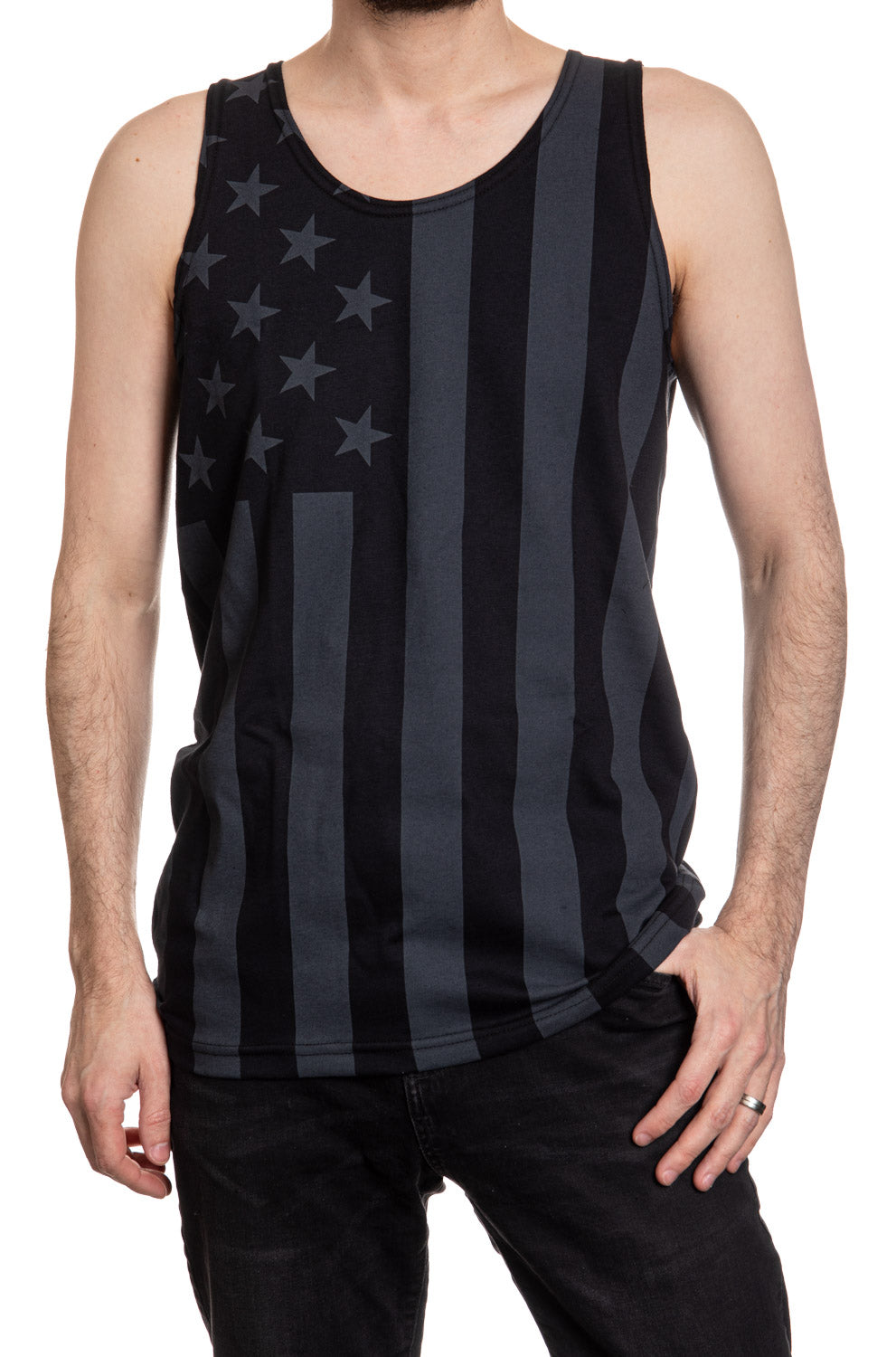 Distressed USA Flag Tank Top Blackout effect for Men