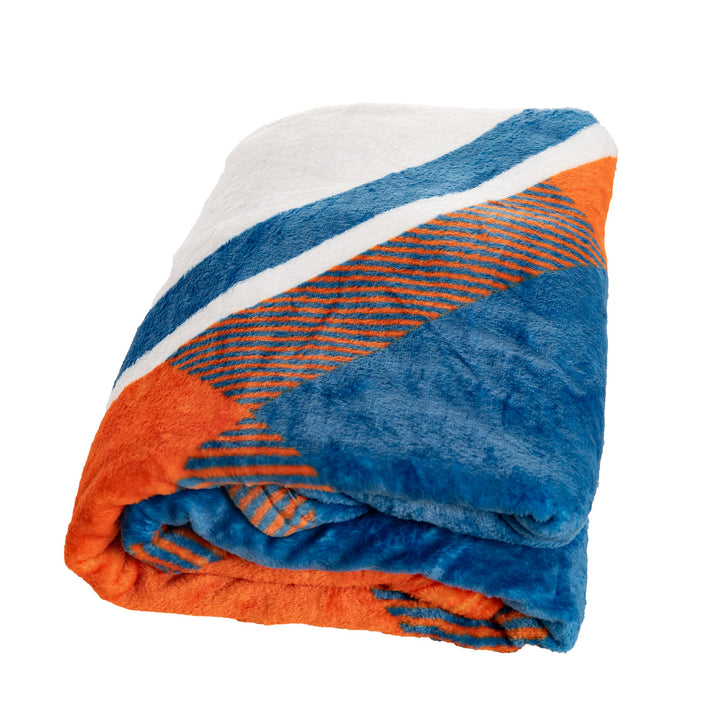 Edmonton Oilers NHL Ultra-Plush Flannel Plaid Throw Blanket (50" by 60")