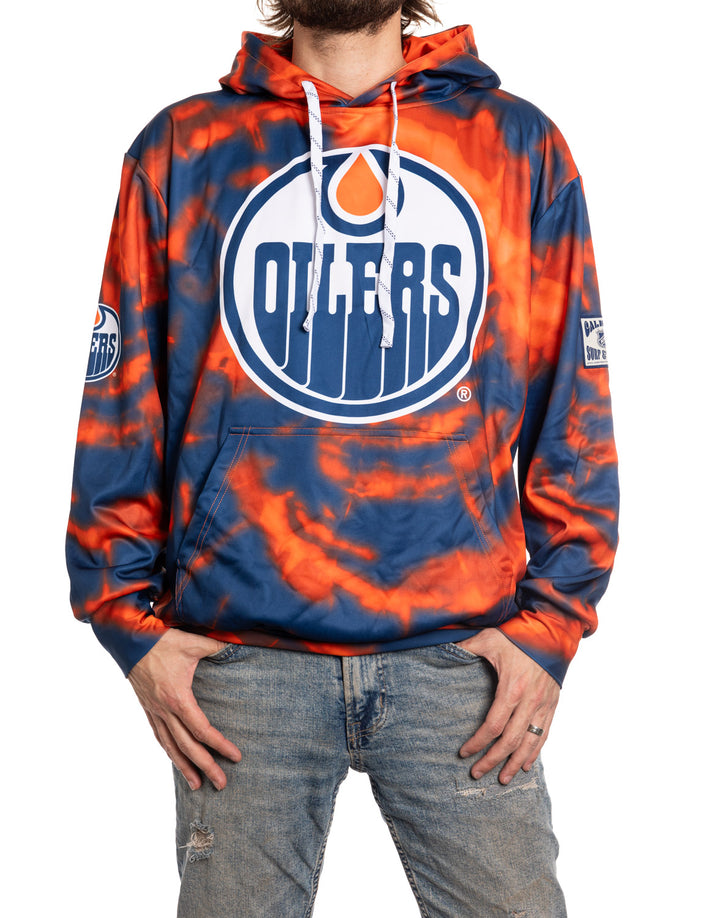 Official NHL licensed Edmonton Oilers Sublimation Tie Dye Hoodie