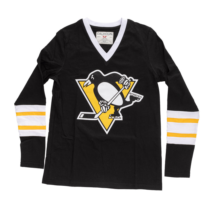 Pittsburgh Penguins Women's V-Neck Varsity Long Sleeve Shirt