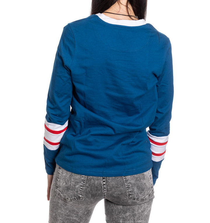 New York Rangers Women's V-Neck Varsity Long Sleeve Shirt