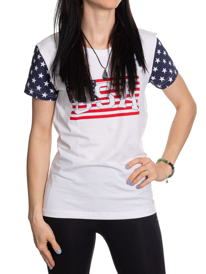 USA Stars and Stripes Ladies T-shirt