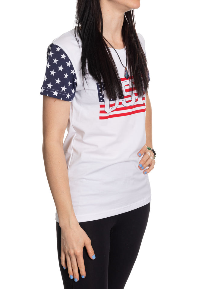USA Stars and Stripes Ladies T-shirt