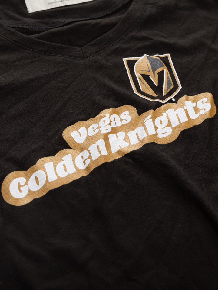 Official Licensed NHL Ladies' Retro Varsity Short Sleeve Vneck Tshirt--Vegas Golden Knights