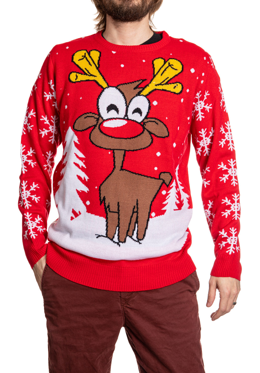 Ugly christmas hot sale sweater rudolph