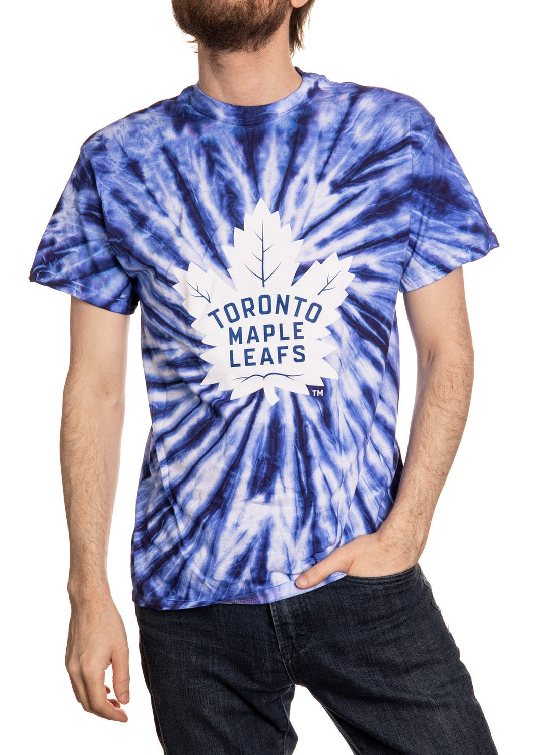 Toronto Maple Leafs Blue Tie Dye T-Shirt Front View