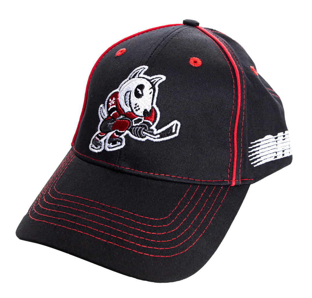 Niagara IceDogs Bones Baseball Cap- Black with Red Trim