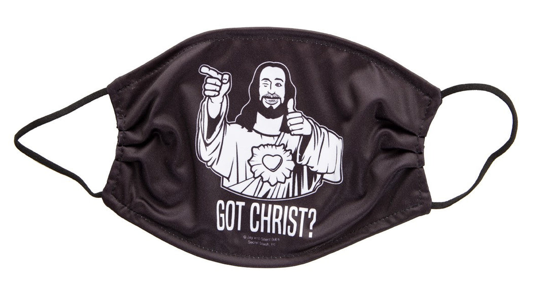 Got Christ Face Mask, Jay and Silent Bob Mask. Black Mask with White Print.