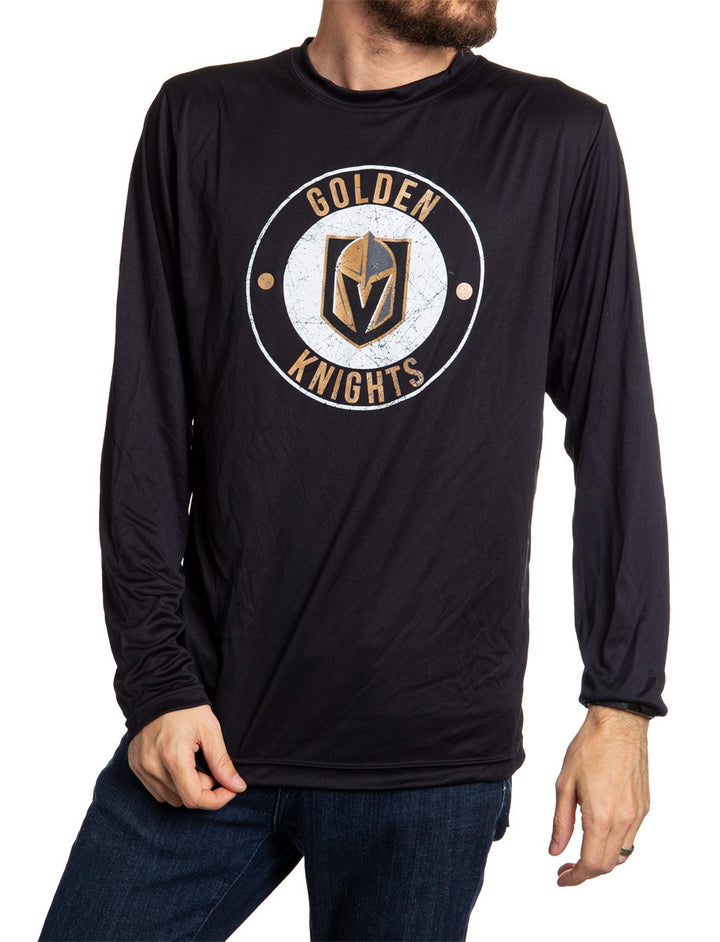 NHL Mens Loose Fit Performance Rashguard Wicking Long Sleeve Shirt - Vegas Golden Knights