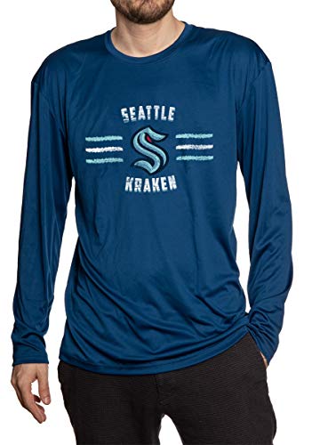 Seattle Kraken Long Sleeve Rashguard for Men - Distressed Lines