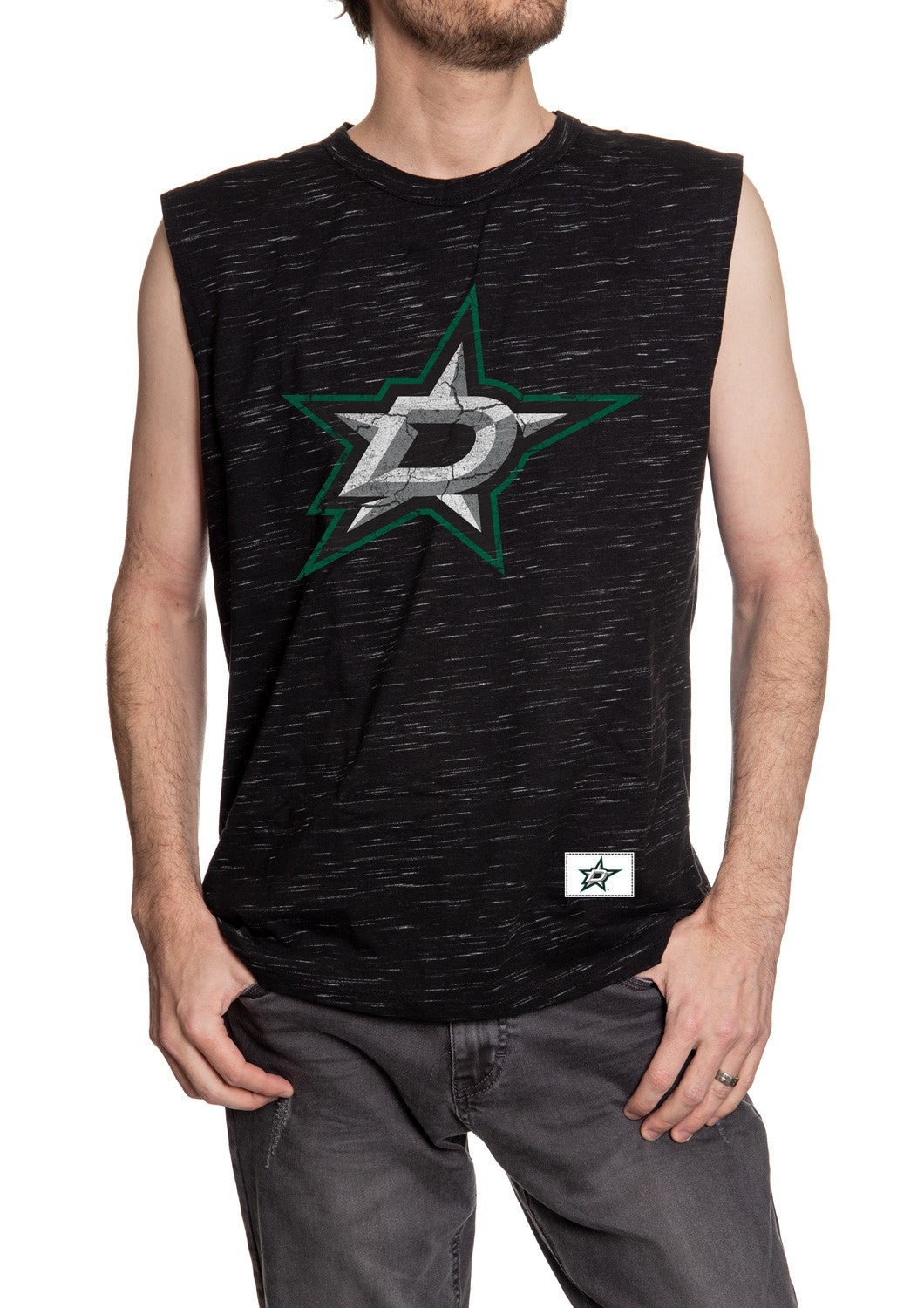 Dallas Stars Logo Sleeveless Shirt for Men – Crew Neck Space Dyed