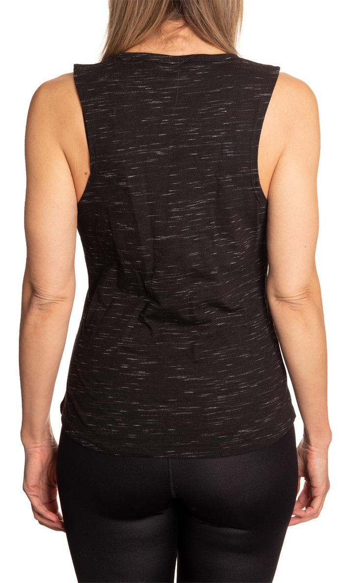 Ladies NHL Team Logo Crew Neck Space Dyed Sleeveless Tank Top Shirt- New Jersey Devils Full Back View No Logo
