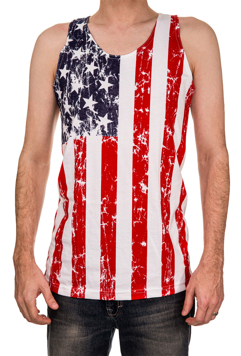 Mens USA Flag Tank Top FRONT
