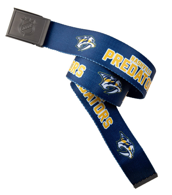 NHL Mens Woven Adjustable Team Logo Belt- Nashville Predators Swatch