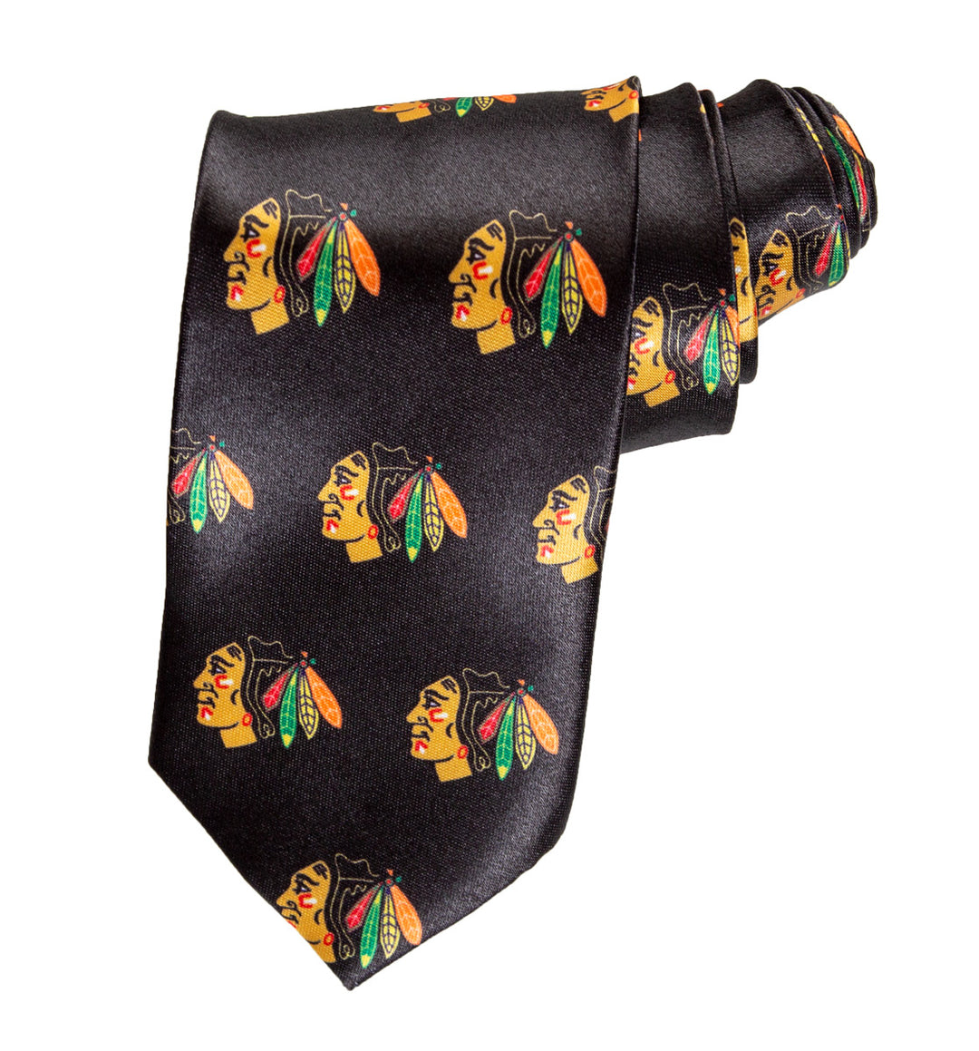 NHL Men's All Over Team Logo Neck Tie- Chicago Blackhawks