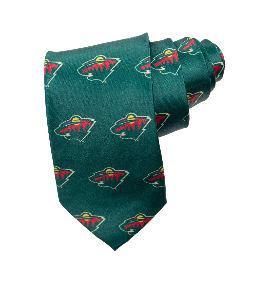 NHL Men's All Over Team Logo Neck Tie- Minnesota Wild 