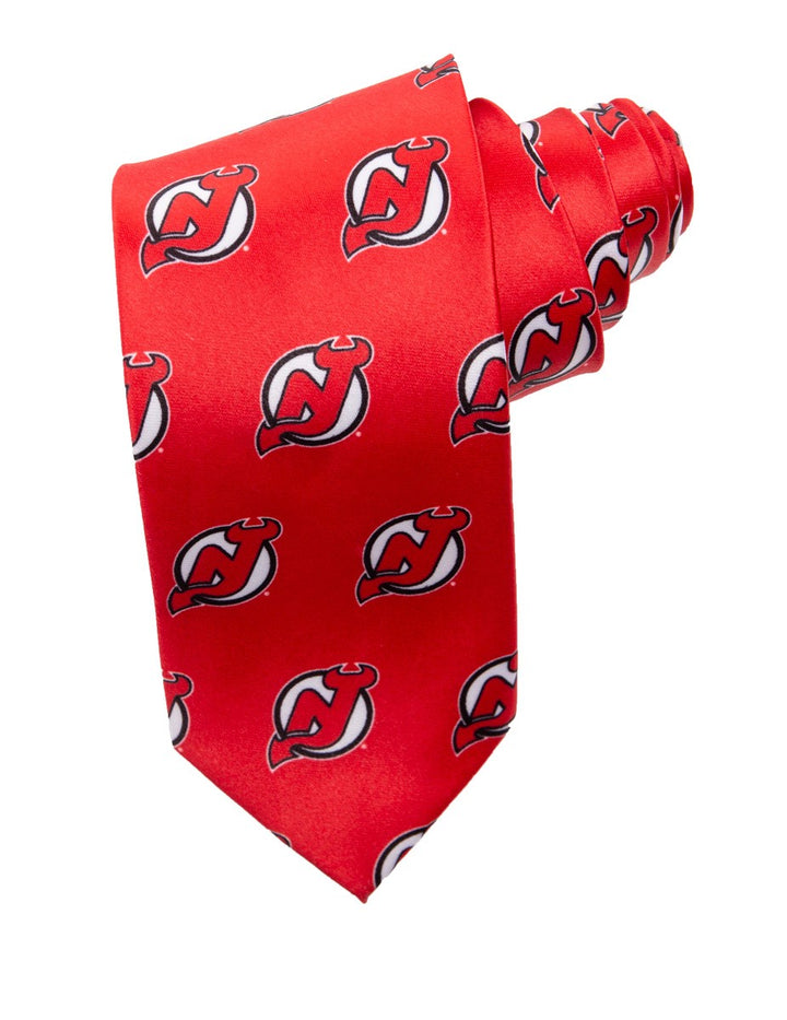 NHL Men's All Over Team Logo Neck Tie- New Jersey Devils
