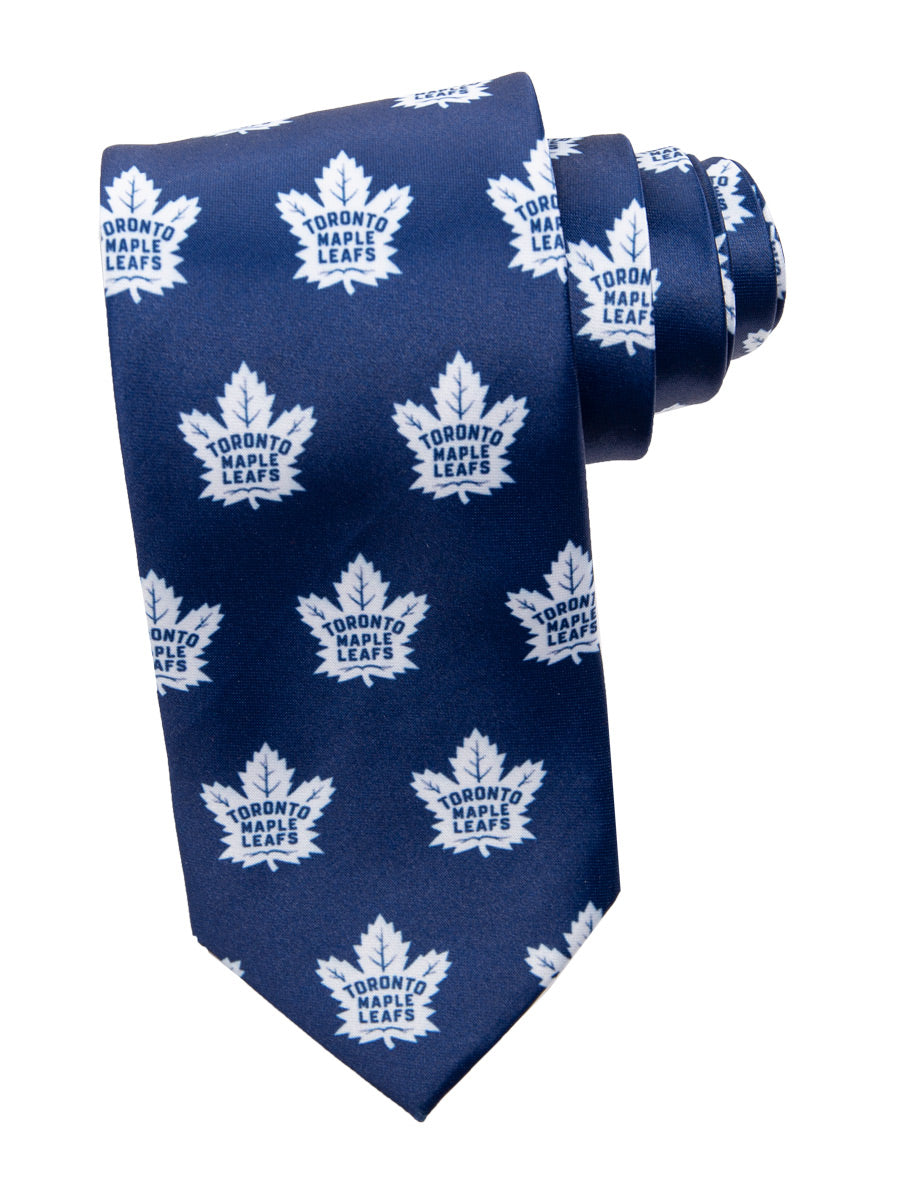 NHL Men's All Over Team Logo Neck Tie- Toronto Maple Leafs