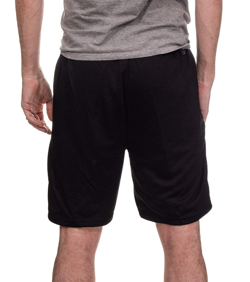 Anaheim Ducks Air Mesh Shorts Back View, Black.