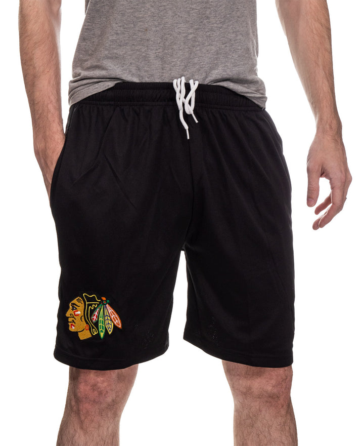 NHL Mens Air Mesh Shorts- Chicago Blackhawks Team Front