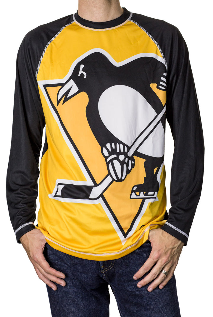 NHL Mens Performance Long-Sleeve Rash Guard-Pittsburgh Penguins Front