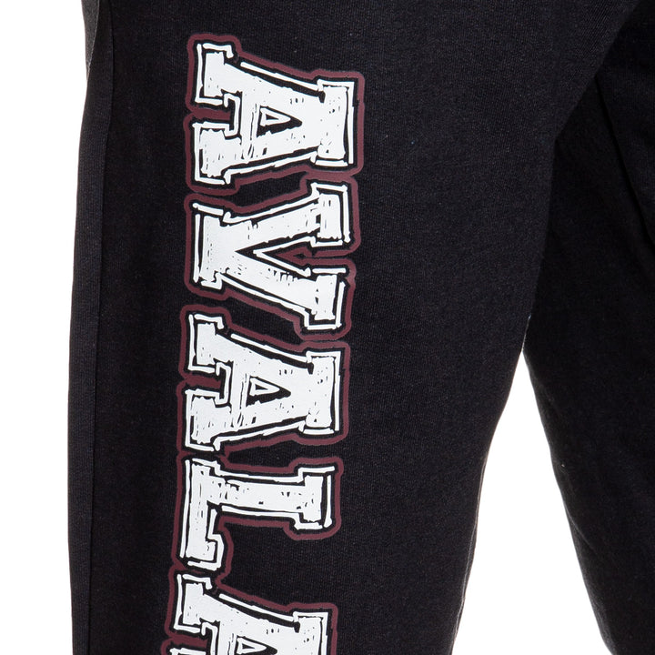 Colorado Avalanche Premium Fleece Sweatpants Up-Close of Avalanche Print.