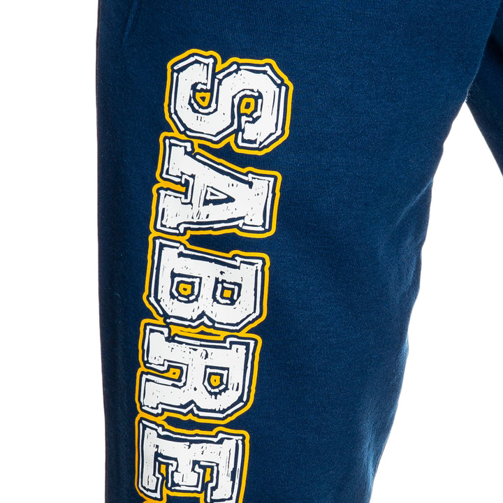 Buffalo Sabres Premium Fleece Sweatpants Close Up Of Leg Transfer.