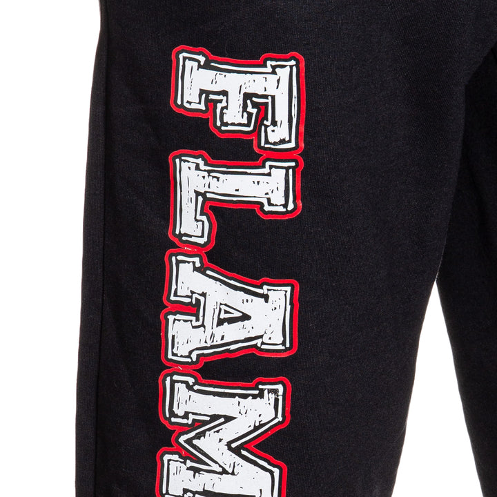 Calgary Flames Premium Fleece Sweatpants Up Close Of Flames.